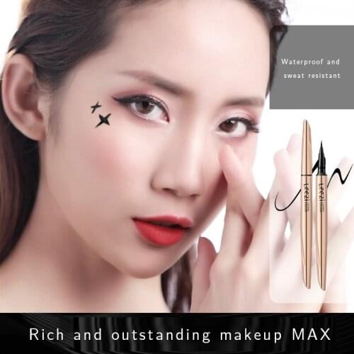Black Brown Ultra-fine Brush Liquid Eyeliner Fast Dry Starry Sky Eyeliner Waterproof Smudge-proof Anti-sweat Eyeliner TSLM1