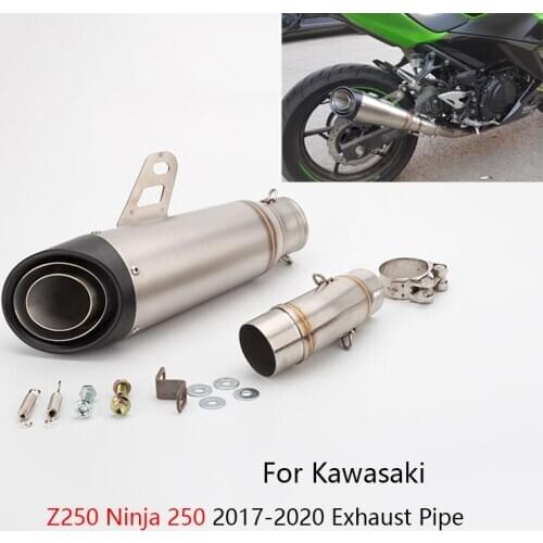 For Kawasaki Z250 Ninja 250 2017-2020 Exhaust Pipe Motorcycle Mid Link Tube Slip On 51mm Muffler No DB Killer Escape Reserve Cat