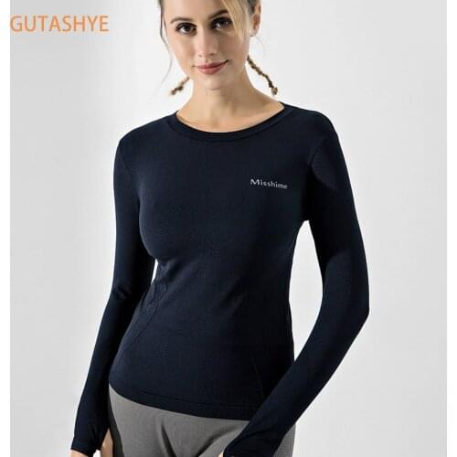 GUTASHYE Long Sleeve Yoga Shirts Sport Top Fitness Yoga Top Gym Top Sports Wear for Women Gym Femme Jersey Mujer Running T Shirt