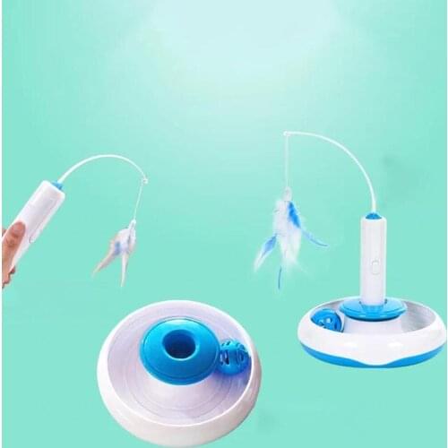Interactive Pet Cat Toy Funny Cat Toy With Feathers Electric 360-degree Rotating Play Plate Toy For Cat Pet Supplies