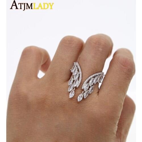 Korean Fashion Temperament Rhinestones Twisted Leaves Wishful CZ crystal Open Ring Index Finger Ring Female Rings For Women Anel