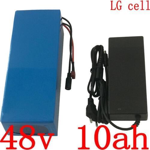 48V lithium battery 48V 10AH electric bike battery 48V 500W 750W ebike battery pack use LG cell with 20A BMS+54.6V 2A charger