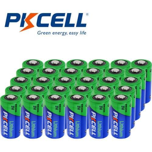 30Pcs Pkcell CR123A 3V Lithium Li- MnO2 Battery Equal CR123 123A CR17345 KL23a VL123A DL123A 5018LC EL123AP For camera
