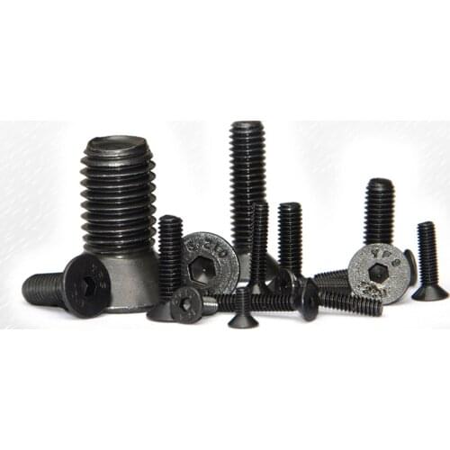 M4 Black Oxidation 12.9 Grade Alloy Steel Hex Socket Flat Head Screw DIN7991 For DIY Car Model Furniture fastener