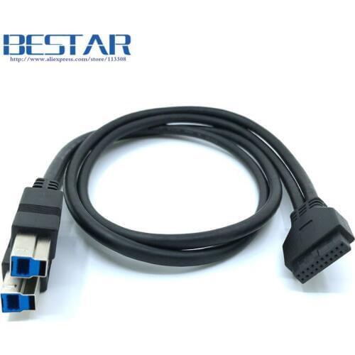 USB 3.0 Mainboard 20pin Female to Double USB 3.0 B Type Male BM USB3.0 Cable Type-B 70cm 2ft For Printer Hard disk Scanner