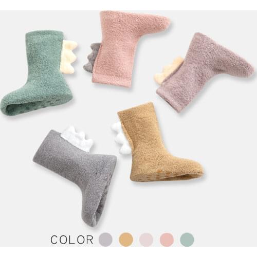 Menoea Baby Girls Boy Socks Coral Fleece Thickened Dinosaur Newborn Stuff Floor Anti Slip Sox Kids Infantil Clothes Accessories