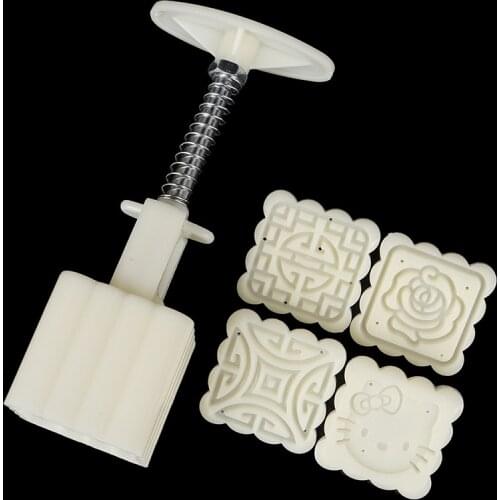 Reusable Square Hand Press Moon Cake Cookie Maker Stamp Mold Mid-autumn Festival DIY Decoration