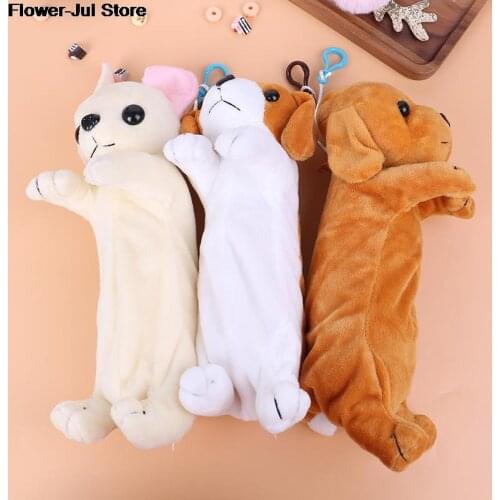 Cartoon Plush Pencil Case Kawaii Plush Dog Puppy School office supplies Pencil Bags For Kids Stationery Pencil Box