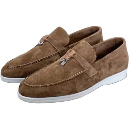 2021 Brand Designer Men Flat Causal Shoes Metal Lock Fringe Decor Male Loafers Spring Summer Out Walking Slip On Shoes For Men