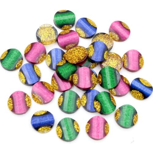 New Fashion 40pcs 12mm Stitching pattern shiny Mix Colors Flat back Resin Cabochons Cameo