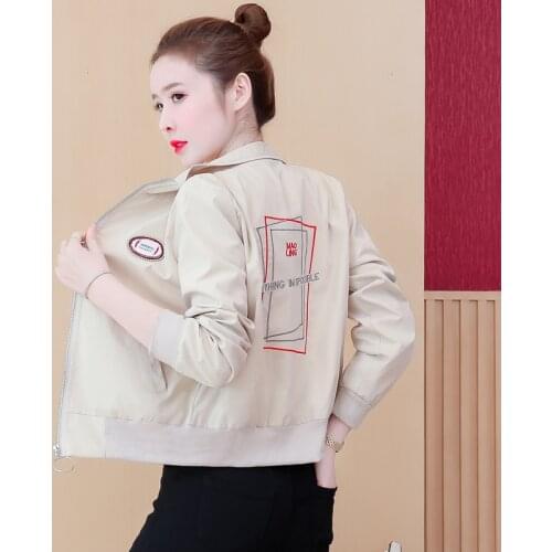 New 2021 Fashion Spring Korean Embroidery Bomber Jacket Women Long Sleeve Baseball Slim Short Coat Female Zipper Jackets Clothes
