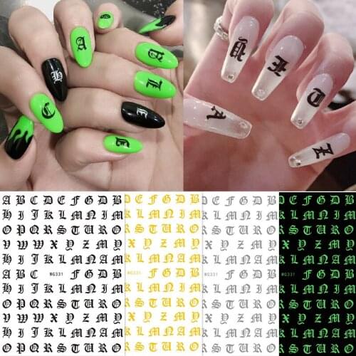 New English Font Nail Stickers Manicure Design Decoration 3D Nail Art Decal Back Glue Stickers For Nails Decal Decoration