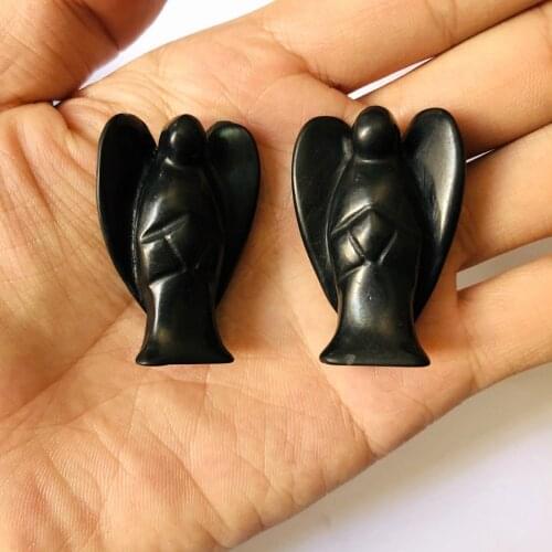 Wholesale 1pcs 100% Natural Shungite Angle 40mm Hand Craved Angle Healing Stone,Energy Stone,Healing Chakra Balancing