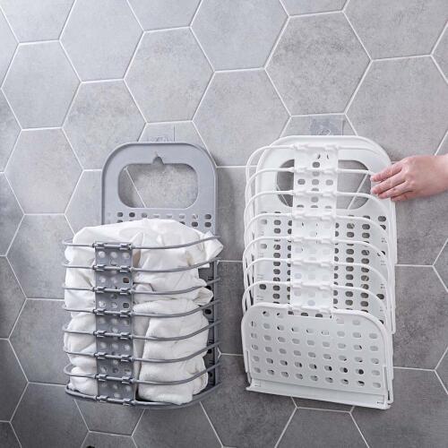 OHTERHOUSE Hanging Folding Laundry Basket for Dirty Clothes Organizer Plastic Laundry Hamper Clothing Sundries Storage Basket