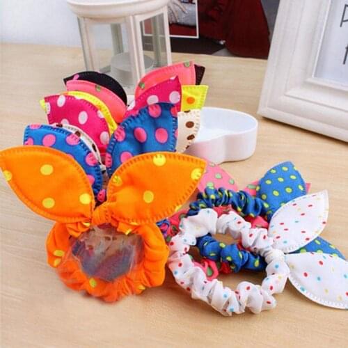Rabbit Ears Hair Band Hair Rope Bowknot Hairband Random Hair Wave Rabbit Color Gifts Ears Dot Decoration Band Access Hair