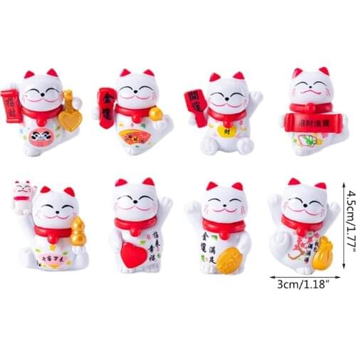 Lucky Wealth Cat Model Cartoon Animal Figurine Micro Landscape Home Decor Miniature Fairy Garden Decoration