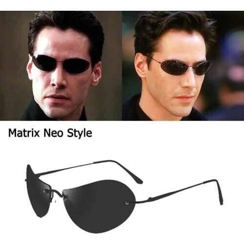 New Ultralight Rimless titanium Men Driving Sports Sun Glasses The Matrix Neo Style Sunglasses Oculos De Sol
