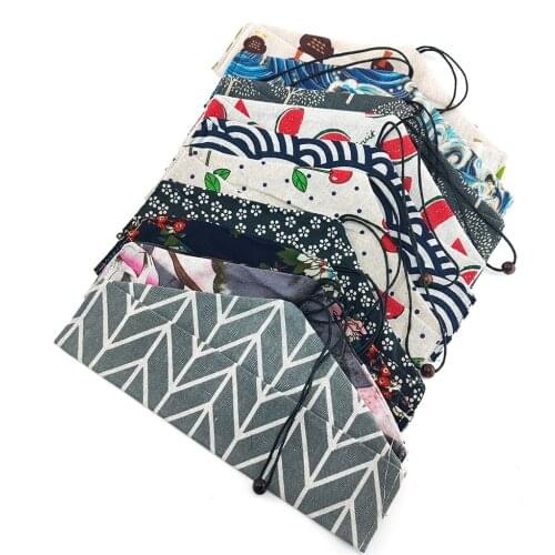 Storage Bag Canvas Cloth Bags Cutlery Set Travel Camping Buggy Bag Eco Friendly Flatware Pouch Reusable Washable Buckle Style