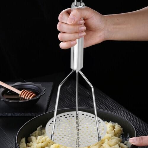 Heavy Duty Stainless Steel Potato Masher with Handle for Mashed Potato Creamy Mashed Potato Vegetable and Fruit