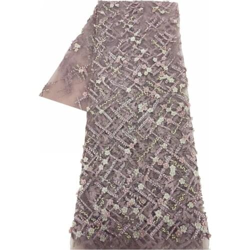 Special Embroidery Handmade Heavy Beads Sequins African Nigerian Guipure Lace Fabric Wholesale Price High Class For Party Dress