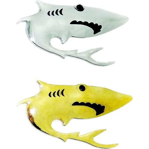 Universal Car 3D Sticker Chrome Silver Golden Shark Metal Car Stickers Decals Badge Emblem For Volkswagen Car-Styling