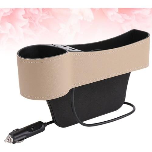 Universal Car Seat Gap Filler Catcher Organizer Driver Side Pocket Storage Box Case Dual USB Charger Cup Holder Auto Stowing (Bl