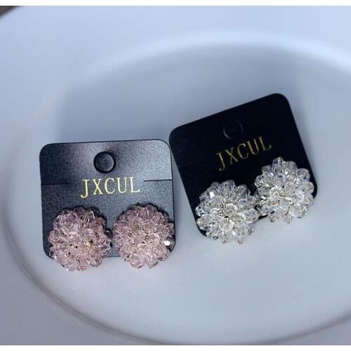 Women Handmade Bohemian Earrings Woman Round Crystal Ball Bead Stud Earrings Ethnic Jewelry Resin Jewelry Party Gifts A458