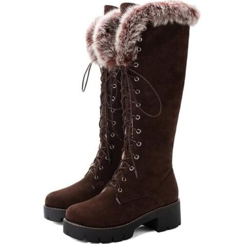 Big Size boots women woman winter boots women women shoes botas Cross lacing side zipper with thick bottom