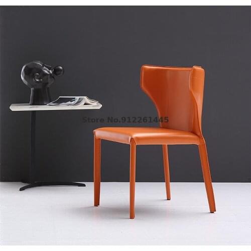 Nordic Chair Home Designer Luxury Restaurant Stool Hotel Simple Online Celebrity Small Apartment Italian Saddle Leather Dining C