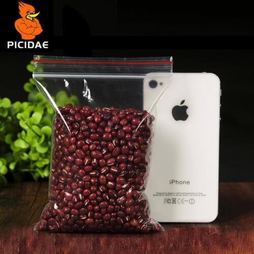 0.05 0.08 mm Zip Lock Grip Transparent Plastic Packaging Bag Food PE Grade Snack Candy Baking Self Reseal Storage Package