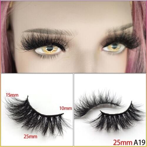 1 Pair 25MM 3D False Eyelashes 100% Mink Hair Fake Lashes Dramtic Thick Long Wispies Fluffy Eyelashes Extension Makeup Tools