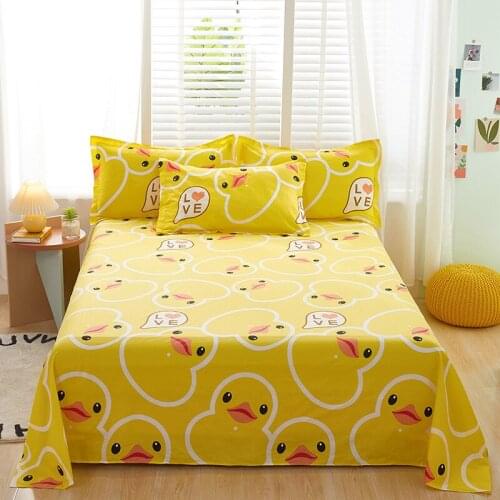 1pc 100% Cotton Bed Sheet Floral Plaid Coverlet Household Elastic Fitted Sheets Washable Durable Bedspreads For Double Queen Bed