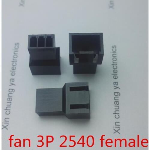 Black small 3P female for PC computer ATX 2540 fan Power connector plastic shell Housing