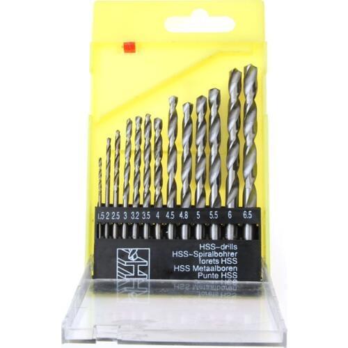 13Sizes 1.5-6.5mm High Carbon Steel Round Handle For Metalworking Durable Wood Drills Power Tool 13PCS Twist Drill Bits Set