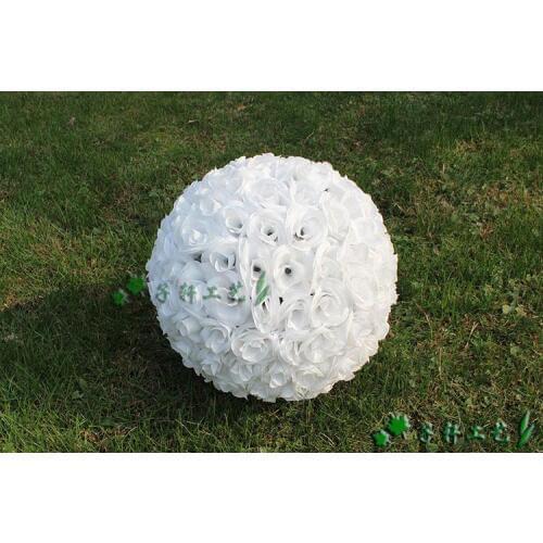 25 CM 10 Inch Artificial White Rose Silk Flower Kissing Balls Hanging Ball For Christmas Ornaments Wedding Party Decorations