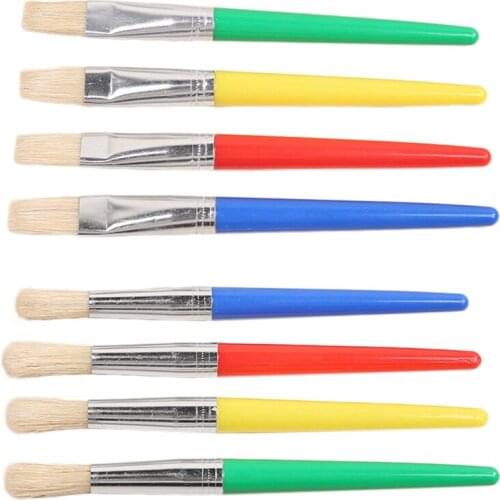 4Pcs/Pack Graffiti Watercolor Brush Flat Head Plastic Rod Bristle Art Painting Acrylic And Oil Brush Children Stationery Pen