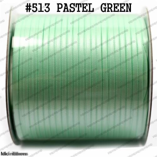 500 yards/Roll 3mm Double Face Satin Ribbon Solid Color Satin Ribbon DIY Handmade Hair Accessories #513 Pastel Green