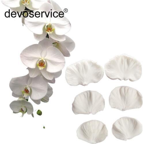 6pcs Butterfly Lan Orchid Carnation Floral Cake Silicone Mold Cake Decorating Fondant Clay Mold Baking Tools Cake Kitchen Tool