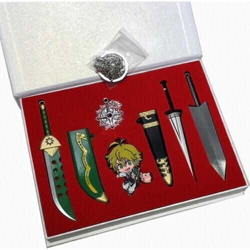 7pcs/set Cartoon The Seven Deadly Sins Meliodas Diane metal pendant alloy fashion key chain cosplay prop
