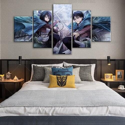 Anime Attack On Titan Poster Mikasa Levi Ackerman Prints on Canvas Wall Art for Living Room Decor Boy Gift