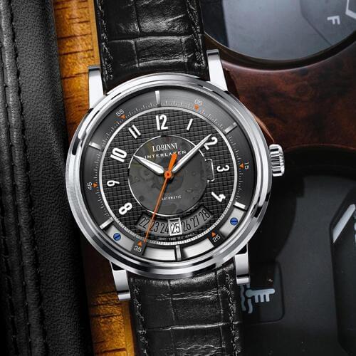 Lobinni MIYOTA Mens Mechanical Watch Leather Fashion Male Stopwatch Switzerland Men Automatic Watches Waterproof reloj hombre