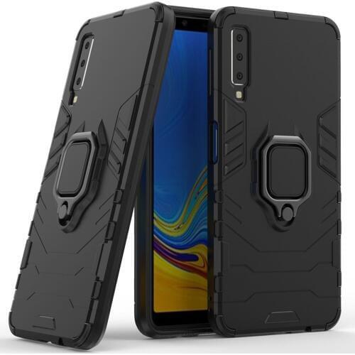 For Samsung Galaxy A7 2018 A750 Case Cover Silicone TPU Magnet Hard PC Luxury Metal Ring Holder Case for Samsung Galaxy A7 2018