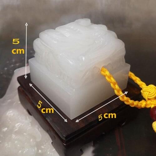 Ancient Chinese emperors White Dragon jade seal Emperor solemn Jade signet YuXi decoration exquisite custom made jade stamp