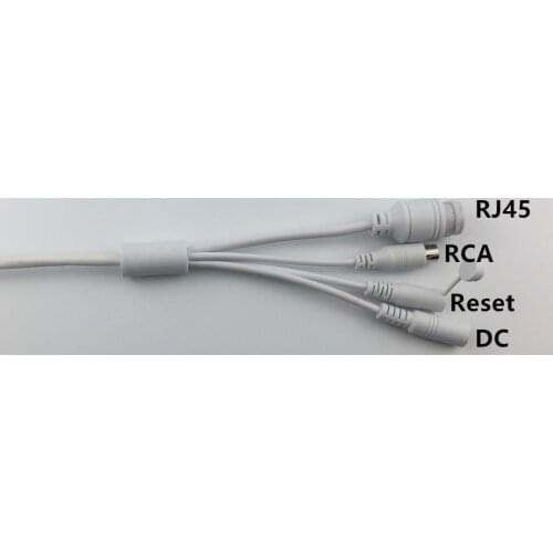 Reset Button Auido AC Interface Network LAN Cable for IP camera board module DC 2.1mm * 5.5mm RJ45 plug copper Line 0.6m