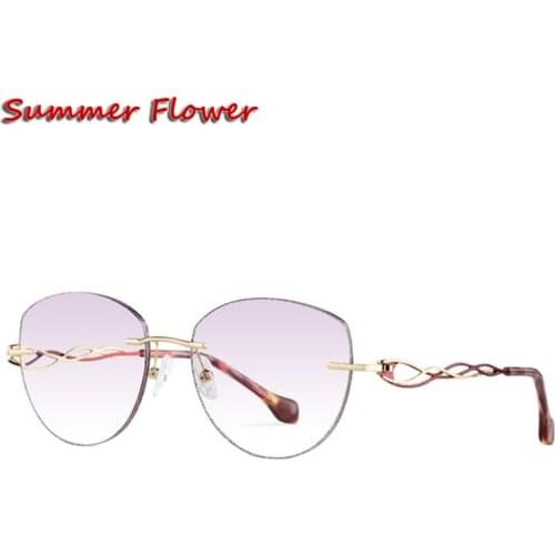 Luxurious Prescription Glasses for Women Rhinestone Gradient Colored Lenses Rimless Frame