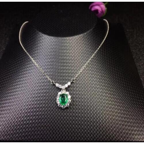 Small Pendant 100% Natural Emerald 4*6mm with 925 Sterling Silver Beautiful Gift For Girl and Women