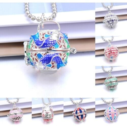 Koi Aromatherapy Cage Locket Perfume Pendant Essential Oil Diffuser Aromatherapy Open Necklace Woman Good Luck Charm Jewelry