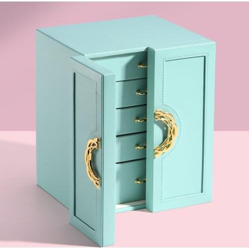 VoltaBox 2021 New Multi Layer Flat Open Jewelry Box Large Capacity Double Open Leather Earrings Necklace Jewelry Storage Box