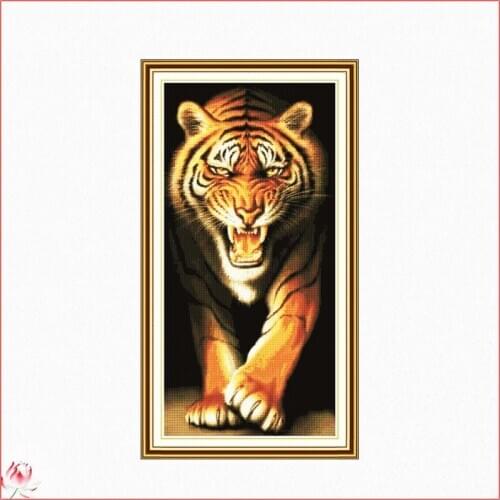 The Forward The Tiger Cross Stitch Kits Embroidery Needlework Sets 11CT Water Soluble Canvas Patterns 14CT Chinese Animal Style