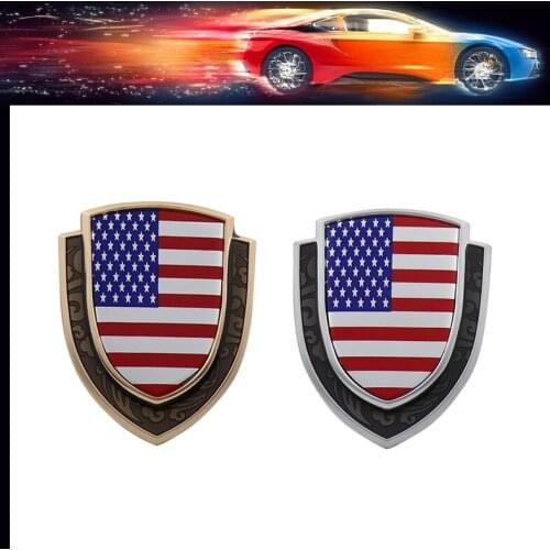 Shield Styling United States Of America National American USA Flag Fender Side trunk Nameplate Decal Emblem Badge Sticker
